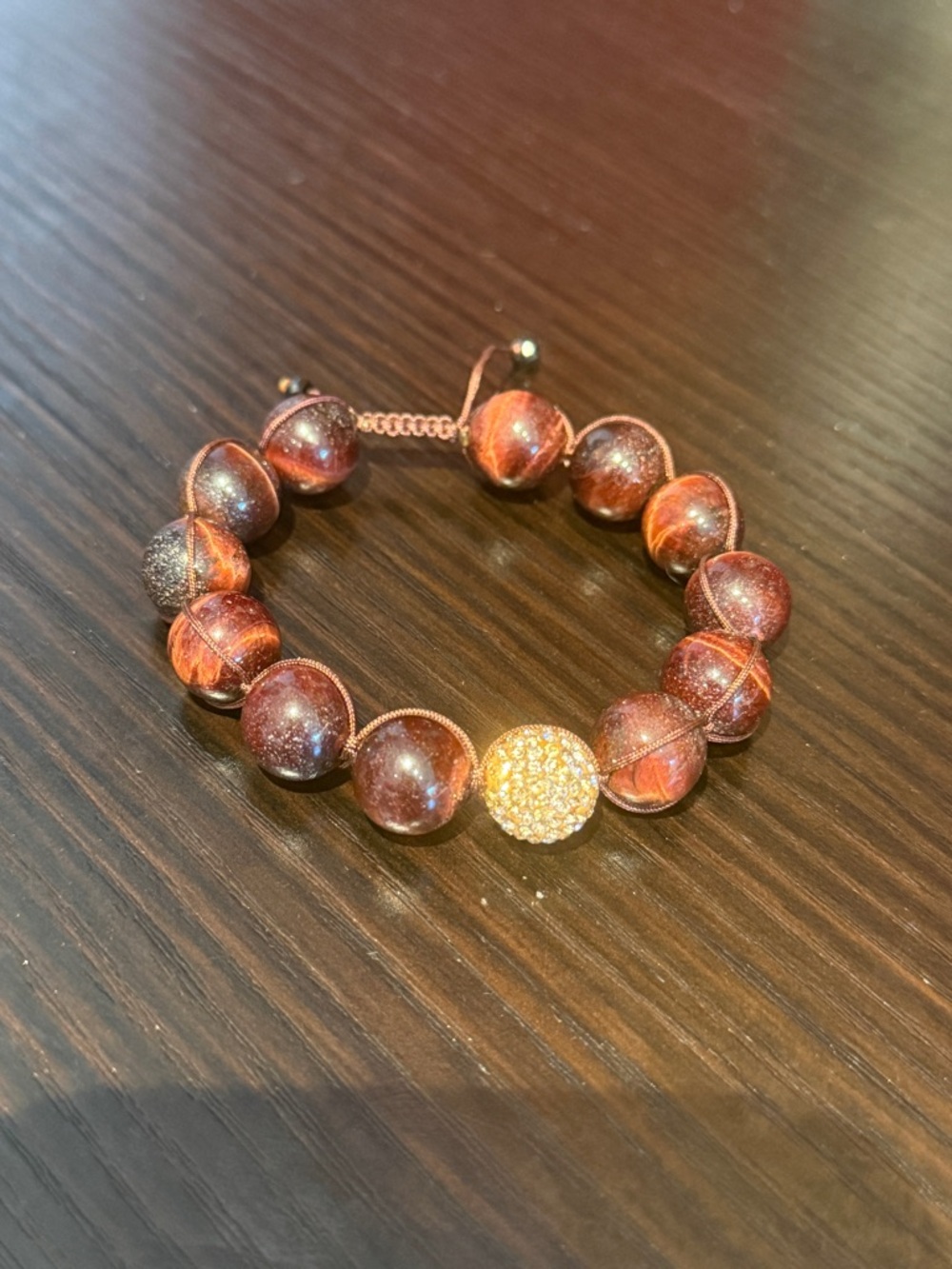 Red Tiger’s Eye Crystal Beaded Bracelet - OS